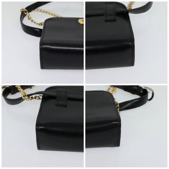 Salvatore Ferragamo Gancini Chain Bag Leather 2way Black Gold Silver Auth hk2202 - Picture 14 of 16